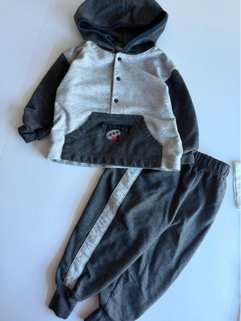 Miniwear Baby Boy Varsity Football Hoodie & Sweatpants Set 18M